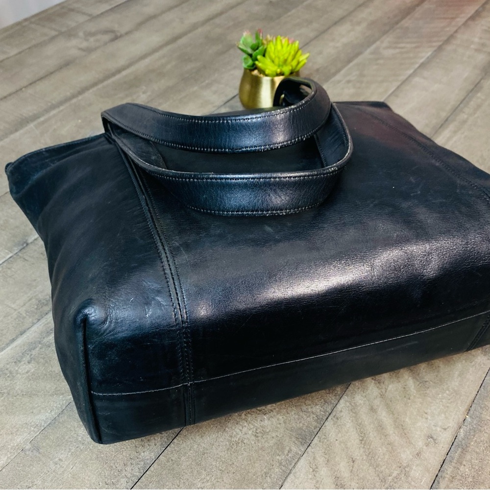 Coach 4065 Vintage 80s Black Glove Tanned Leather Lightweight Tote Laptop Bag - Picture 8 of 15